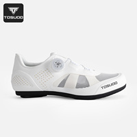 TOSUOD – chaussures de cyclisme en maille respirante, baskets de vélo de route et vtt, semelle en caoutchouc légère de 258g, boucle rotative, 38-46, blanc