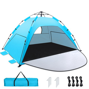 Carpa de playa automática de 200x150x125cm, sombrilla portátil de apertura rápida con ventanas, azul, de una sola capa, impermeable, tipo pop-up. - Product Image 4