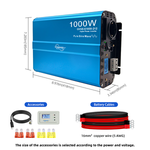 อินเวอร์เตอร์คลื่นไซน์บริสุทธิ์แบบออฟกริด 1000W ถึง 2000W สำหรับไฟ AC พลังงานแสงอาทิตย์ 12V 24V 48V 110V 220V รุ่น CHNB-E1000-212 คลื่นไซน์บริสุทธิ์ I - Product Image 2