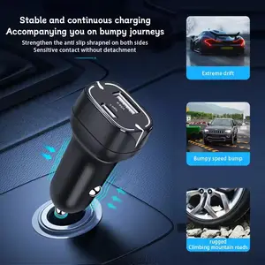 Chargeur de voiture USB C 43W de haute qualité, adaptateur allume-cigare USB Cargador Carro à double port à charge rapide avec lumière bleue