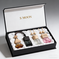 Botella de Vidrio Negra Degradada Clásica Vacía con Tapa de Madera Negra Personalizada, Difusor de Perfume y Aceites Esenciales para Coche, Ambientador Colgante