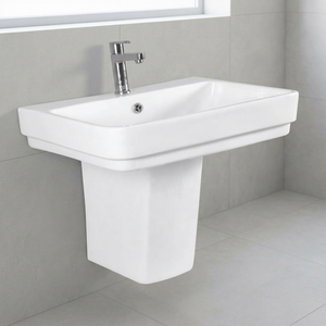 Modern Half Pedestal Ceramic Wash Basin Oval Lavabo Sink Stand For Hotel Use - Product Image 4