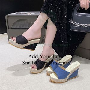 2026 Fashion Casual Flat Black Wedge Sandal <strong>Sladies</strong> Fancy Rhinestone High Heel Sandal Platform Shoes for Women - Product Image 4