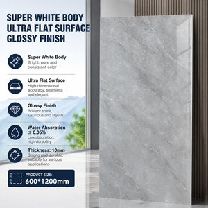 Carrelage en porcelaine super blanc brillant Foshan 600x1200mm, surface ultra plate, double absorption zéro, carrelage intérieur commercial - Product Image 4