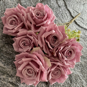 Bouquet de 7 grandes roses artificielles pour amoureux, fausse composition florale pour cérémonie de mariage, décoration florale pour table de salon à la maison - Product Image 5