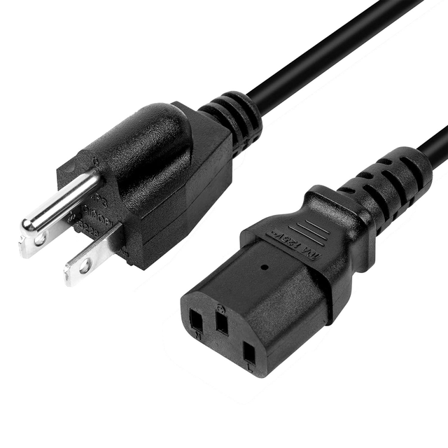Top Quality Power Cord 3 Prong Us Ac  5-15P to C13 Durable Lockable 1.5M 10A 250V Power Cord for Laptop