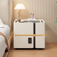 Table de chevet moderne de luxe léger avec port USB intelligent, charge sans fil, verrouillage par empreinte digitale, éclairage tricolore