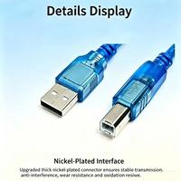 Kabel Printer USB 2.0 USB A Male ke B Male, Kabel Transfer Data 480Mbps Kecepatan Tinggi dengan Selubung PVC untuk Printer dan Scanner Komputer