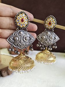 Boucles d'oreilles pendantes en laiton argenté, légères, résistantes aux chocs, bijoux indiens traditionnels, accessoire de vente en gros - Product Image 2