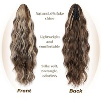 Perruque longue ondulée pour femme de style européen et américain, queue de cheval haute à grandes ondulations, extension de cheveux tressée et colorée transfrontalière