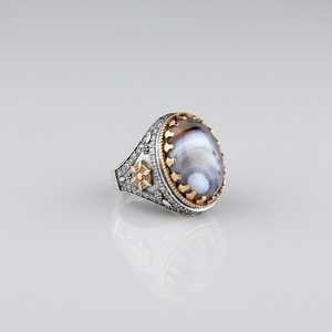 Anillo de Plata de Ley 925 con Grabado Turco y Piedra Preciosa Ámbar Clásica, de Excelente Fabricación, para Hombre, Ideal para Compromiso y Fiestas - Product Image 2