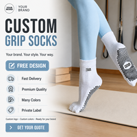 Chaussettes de yoga personnalisées pour femmes, mi-mollet, avec logo, antidérapantes pour Pilates et fitness, en Spandex/Nylon/Coton