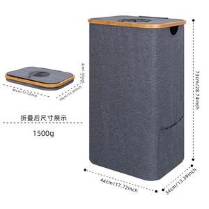 Foldable Recycling Bin With Lid Large Size Rectangle <b>Storage</b> <b>Basket</b> For Kitchen Beverage Bottle Trash Can Black Gray Color - Product Image 4