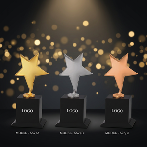 Trophée Star de la société POOJA GIFT CORPORATION, modèle 557, base en métal moulé sous pression, gravure laser, portable, impression UV, or, argent, bronze - Product Image 1