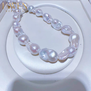 H.WEN 1-4A Natuurlijke Zoetwater Barok Parelketting 9-19mm Wit Roze Paars Hoge Glans Onregelmatige Vormen - Product Image 1