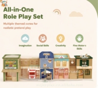 Maisonnette de jeu en bois personnalisée pour enfants, à deux niveaux, colorée, équipement de terrain de jeu intérieur pour enfants, café de jeu pour enfants