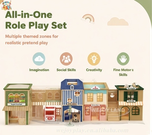 Maisonnette de jeu en bois personnalisée pour enfants, à deux niveaux, colorée, équipement de terrain de jeu intérieur pour enfants, café de jeu pour enfants - Product Image 6