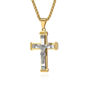 New cross-border hip-hop street style cross <b>titanium</b> steel necklace for men, unique and versatile, suitable for all outfits, pen - Product Image 5