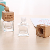 Bouteille de parfum de voiture en verre vide, désodorisant de voiture, Clip de ventilation, diffuseur de parfum de voiture avec couvercle en bois