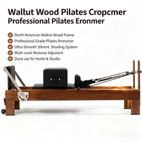Reformer de Pilates en Noyer de Luxe, Qualité Studio Premium, Machine Silencieuse pour Entraînement de Base de Pilates