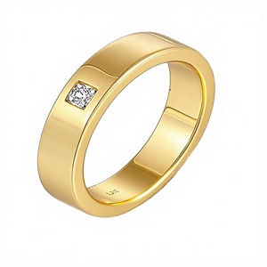 Anillo de Boda para Hombre de Oro de 10k con Tres Diamantes Cultivados en Laboratorio, Estilo Gitano, Moderno - Product Image 2