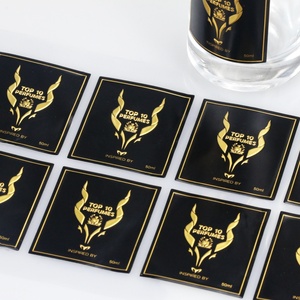 Aluminum Box Label <b>Stickers</b> for Glass Live Personalized Private Perfume Bottle Rose Gold Foil <b>logo</b> clear Printing Label <b>Stickers</b> - Product Image 3