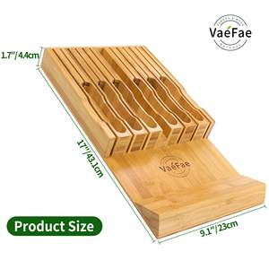 HOSTK – <span class=keywords><strong>tiroir</strong></span> de cuisine en bambou, organisateur de couteaux, porte-Insert, pour 12 couteaux, PLUS une fente dans le <span class=keywords><strong>tiroir</strong></span>, bloc de couteaux - Product Image 2