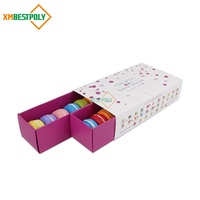 Boîte cadeau en papier personnalisée pour macarons et biscuits de pâtisserie, avec tiroir coulissant