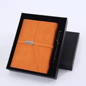 OEM set logo blank dot grid leather soft cover luxury reusable paper notebook handmade diary 2024