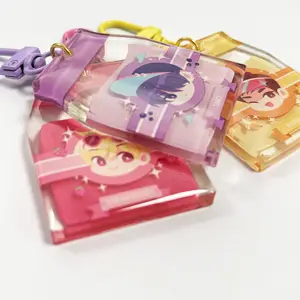 Promotional Acrylic 3D Keychain Custom 3D Foreground Printing Single Glitter Epoxy Acrylic Charms