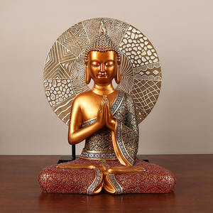 Statue de <span class=keywords><strong>Bouddha</strong></span> Shakyamuni dorée Zen (avec rétroéclairage décoratif) - Product Image 1
