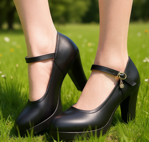 Zapatos de Trabajo Negros para Mujer, Cómodos, de Tacón Medio, Profesionales, para Caminar y Hacer Ejercicio - Product Image 5