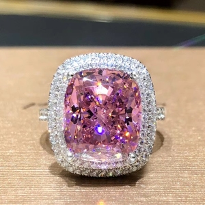 Nouvelle bague de mariage européenne américaine carrée en verre de zircon naturel simulé - Product Image 1