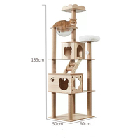 Arbre à chat moderne extra-haut en contreplaqué robuste, certifié CE, avec centres d'escalade, deux niches, nid en acrylique, grand modèle, emballé en carton