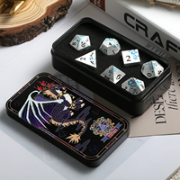 Dés en métal bleu qui brillent dans le noir, 7 pièces, dés métalliques DnD, dés DnD personnalisés pour le jeu de table Dungeons and Dragons