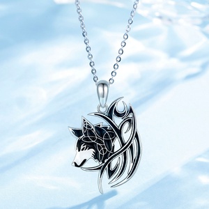Isunni hombre colgante de joyería de plata 925 de <span class=keywords><strong>la</strong></span> cabeza de Lobo y Luna collar de diseño para hombres - Product Image 3