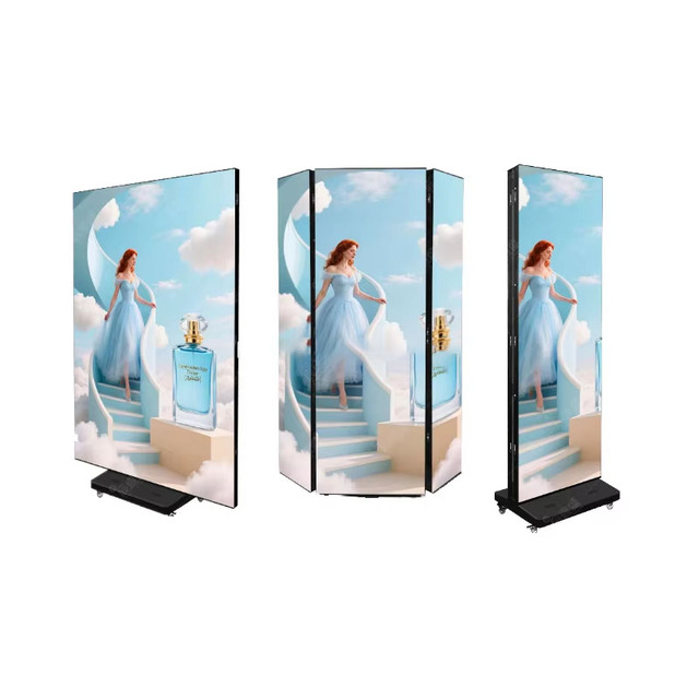 Indoor P2.5 Smart Portable Foldable Safety Video Digital Video Wall Stand Tri Folding LED Poster Display Screen