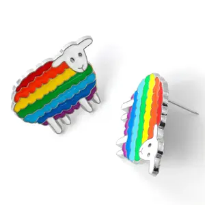 ins hot sell rainbow anime sheep soft enamel custom metal pin badges