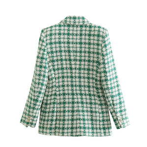 夏季女性休闲裙套装套装格子纹理西装外套和裙子女性街头两件套服装 - Product Image 4
