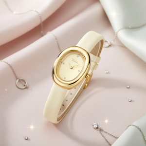 Reloj de Vestir Elegante Virtue Fashion 2026 con Caja Ovalada Chapada en Oro, Correa de Cuero, Estilo Vintage de Lujo para Damas, Regalo de Aniversario Personalizado - Product Image 1