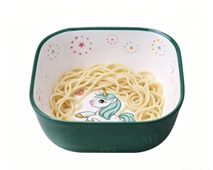 Tazón Cuadrado de Melamina de Grado Alimenticio con Diseño de <span class=keywords><strong>Unicornio</strong></span>, Tazón para <span class=keywords><strong>Cereales</strong></span> Infantil, No Tóxico, Apto para Microondas (Baja Temperatura), Fácil de Limpiar - Product Image 1