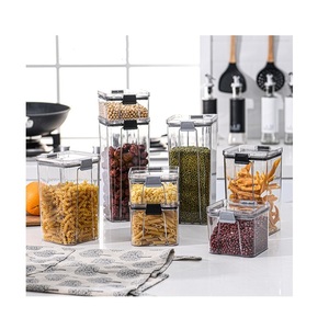 home kitchen organization storage box pantry stackable square airtight plastic storage jar