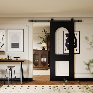 Porte coulissante panoramique rétro moderne, <span class=keywords><strong>simple</strong></span>, en verre, style français, en acier, pour salon, chambre, salle de bain, bureau - Product Image 4