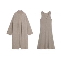 2024 femme élégante robe pull décontracté élégant 2 pièces ensemble lâche tricoté plat tricoté vêtements d'hiver
