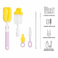 Ensemble de brosses de nettoyage pour biberons, 6 pièces, éponge et nylon, nettoyeur de tétines et de pailles, fournitures de nettoyage pour la vente en gros aux entreprises