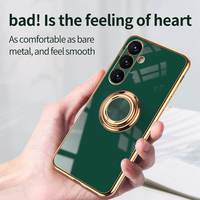 Étui de téléphone de luxe avec placage 6D et anneau pour Samsung S25 S24 Ultra S23Plus S22 A56 A36 A54 A34 A24 A14 5G M14, coque magnétique