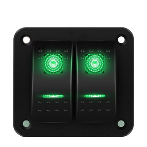 Panneau d'interrupteurs à bascule universel bleu 2 gangs 12-24V DC aluminium 5Pin pré-câblé étanche pour voitures bateaux vtt UTVs - Product Image 1