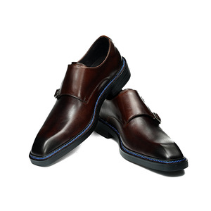 Chaussures habillées pour hommes en cuir véritable à boucle, bout pointu, pour le bureau et la carrière, toutes saisons, semelle extérieure en caoutchouc - Product Image 5