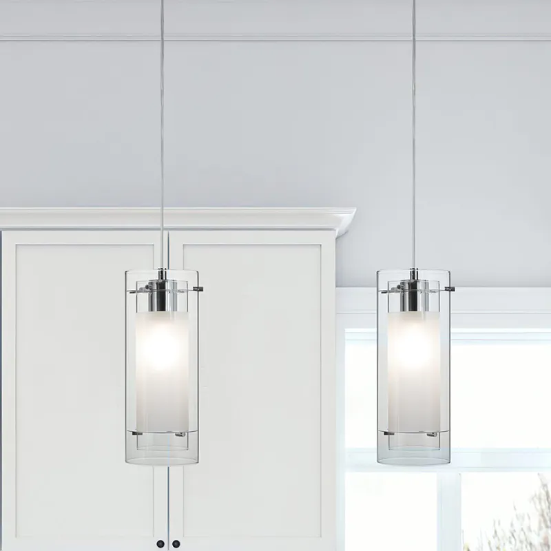 XiNBEi lampadario moderno 1 luce Mini lampada a sospensione a sospensione a soffitto lampada a sospensione da cucina in vetro cilindro