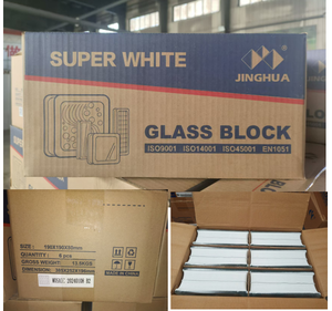 Bloque de Vidrio Texturizado Personalizado de Fábrica JingHua, Ladrillo de Vidrio Transparente Hueco de 190x190x80mm, Decoración Pintada - Product Image 6